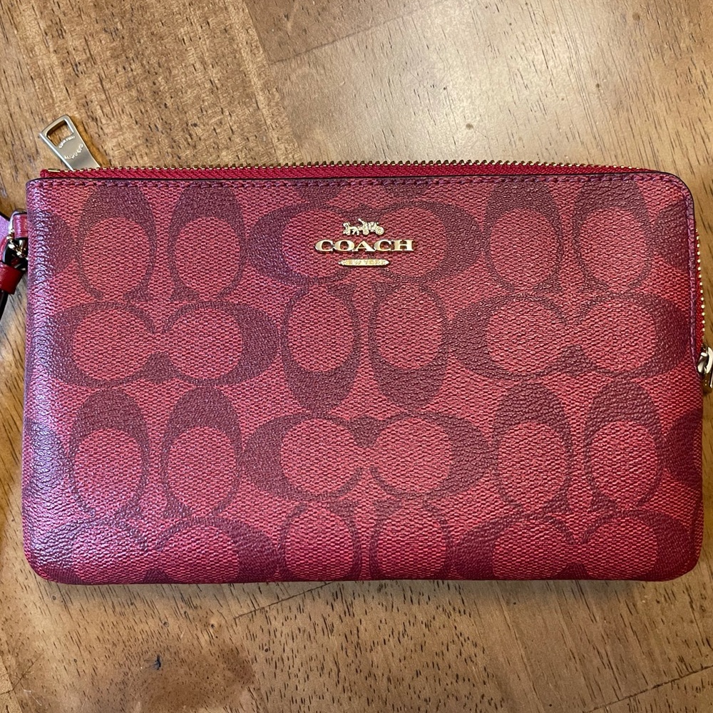 Double Zip Coach Wristlet
